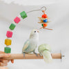 22cm レインボー木製スタンド止まり木 ハンギングトイ付き ハンドメイド 鳥 オウムのおもちゃ オーガニック鳥かごアクセサリー