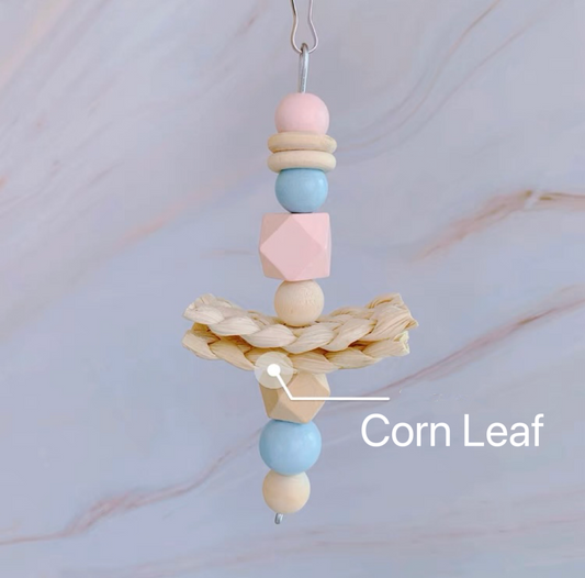 17cm Pastel Yellow Purple Blue Hanging Toy Handmade Bird Toys Organic Bird Cages Accessories