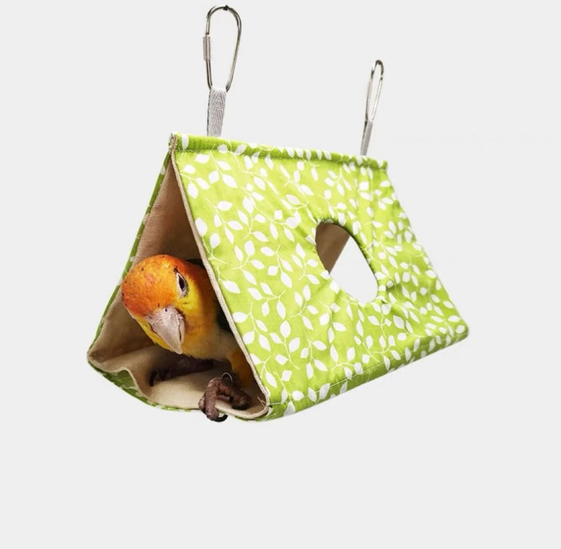 Parrot Tent Green Leaves Natural Style Cotton Birdie Items for Small a – WinnieTheBirds Toy Shop