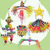 Parrot Toys Raffia Paper Bamboo Basket Snowman Star Parrot Hanging Toy Handmade Bird Toys Organic Bird Cages Accessories