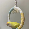 手作り 15x28cm 緑＆黄 ヤーン ニット ハンギングリング スイング