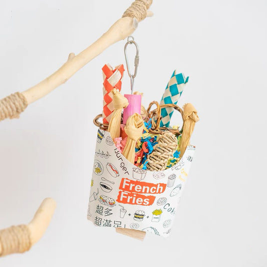 20x8cm French Fries Hanging Parrot Toy for Small Medium Size Parrot Birdie Toy Cages Accessories