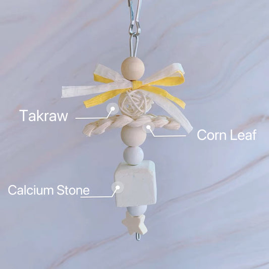 17cm Pastel Yellow Purple Blue Hanging Toy Handmade Bird Toys Organic Bird Cages Accessories